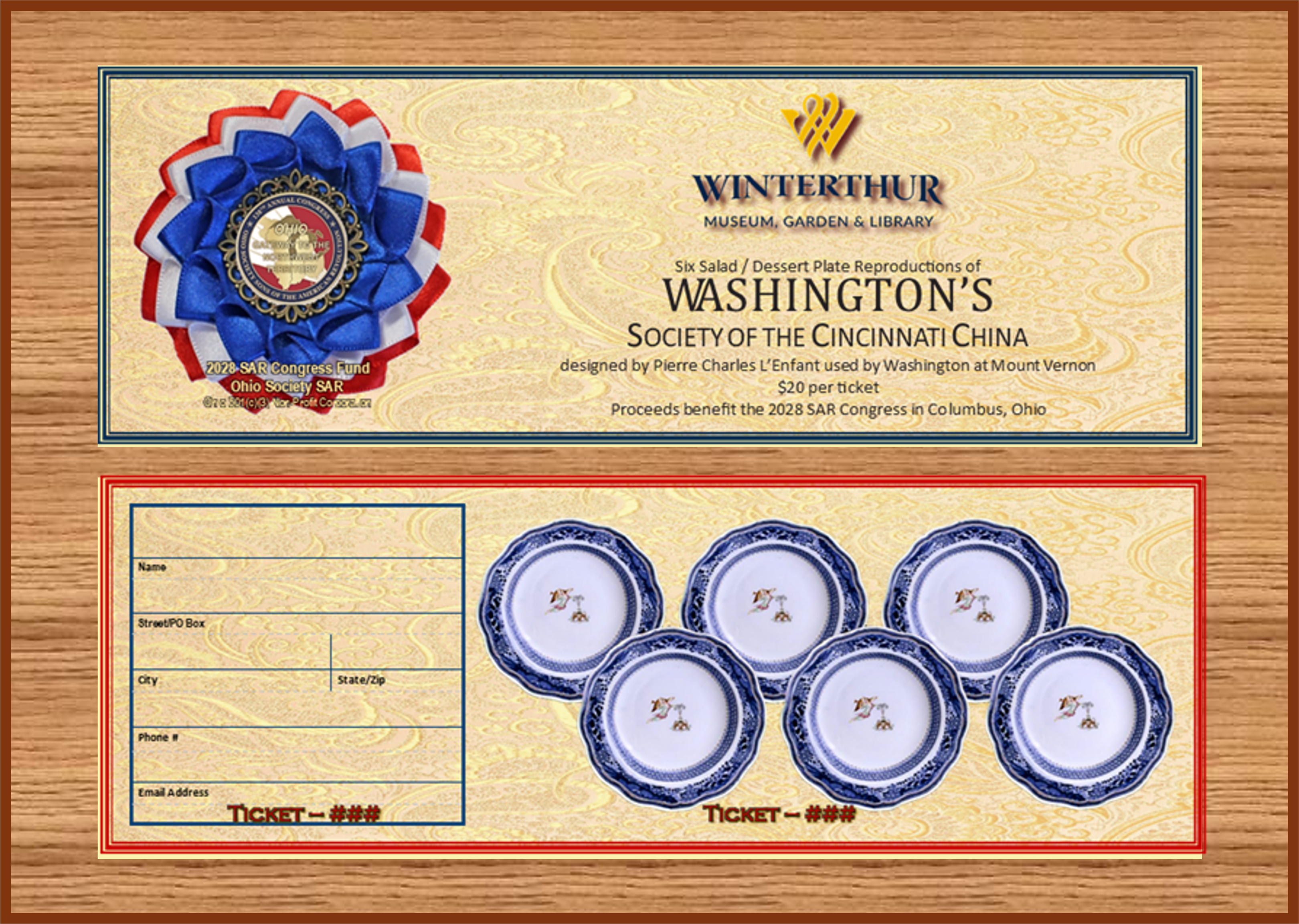Washington's Salad / Dessert Plates Raffle Tickets