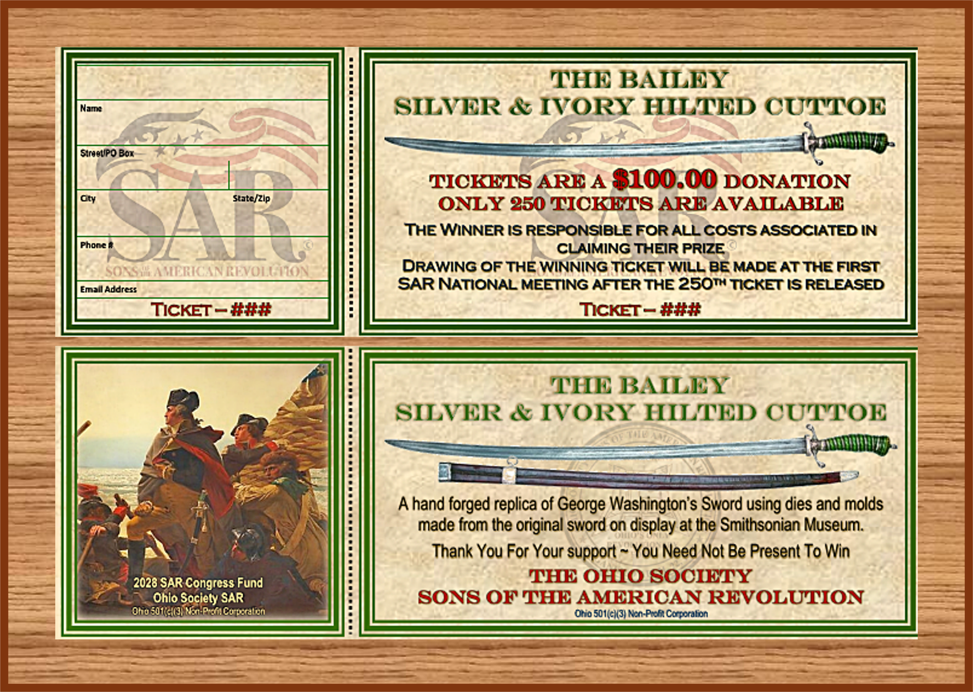The Bailey Silver & Ivory Hilted Cuttoe Raffle Tickets