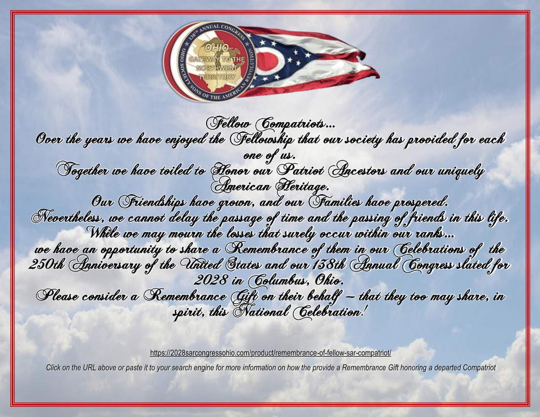 Remembrance of Fellow SAR Compatriot